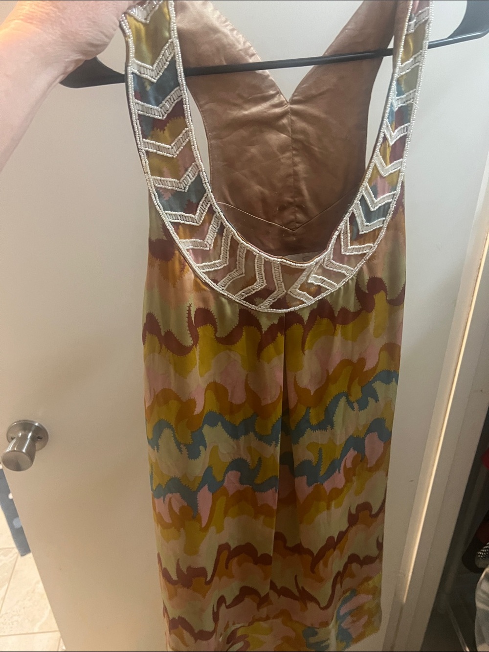 Jessica Simpson Multicolor Backless Wave-Print Maxi Dress